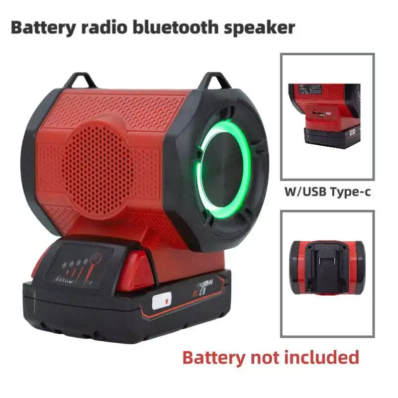 Wireless Portable Bluetooth Radio  Speaker For Milwaukee18v Lithium Battery With USB And C-type Charging Port Converter  Adaptor