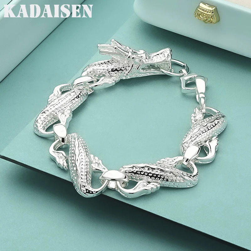 925 Sterling Silver Domineering Men'S Big Dragon Chain Bracelets Luxury Fashion Party Wedding Accessories Jewelry Christmas Gift
