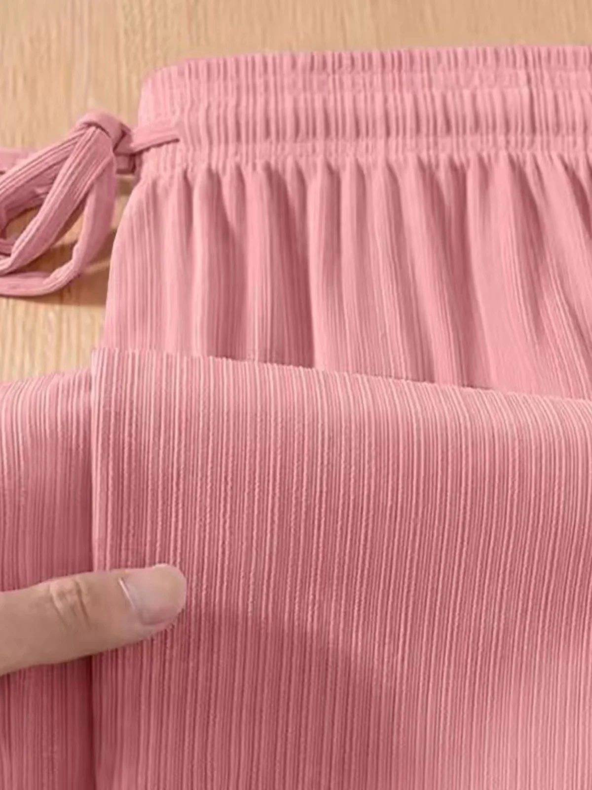 Ice Silk Wide Leg Pants Women's High Waist Draped Summer Thin Loose Slimming Student Korean Version plus Size Casual Cuffed P...