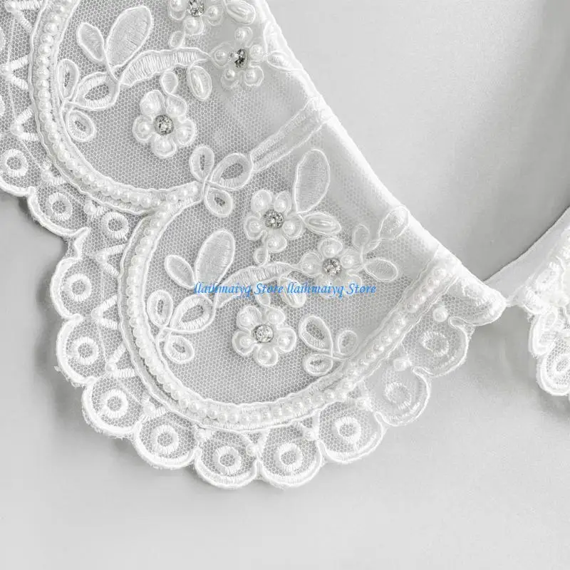 573B Elegant Lace Detachable Collar Neck Accessory Breathable Neckwear Sweater Collar