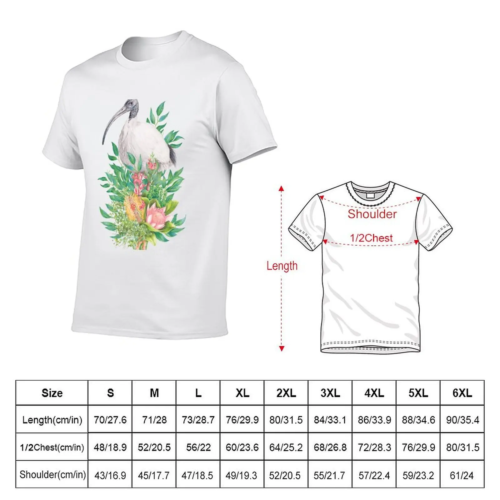 Bin Chicken/Australian White Ibis || Floral Birds T-Shirt cotton t shirt man t shirt man cotton T-Shirt