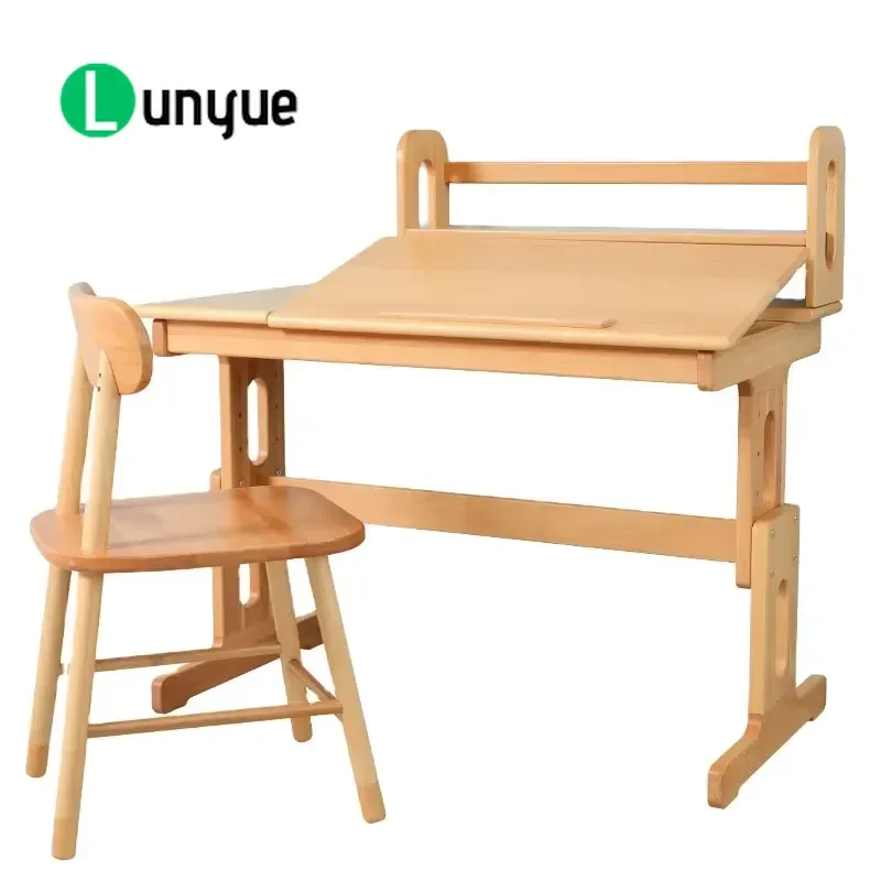 Ergonomic Height Adjustable Wooden Study Desk for Kids Students School Home Learning Table Durable Furniture