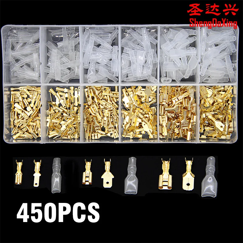 

Cross-border special boxed 6.3/4.8/2.8 spring insert sheath 450PCS cold-pressed wiring plug-in terminal