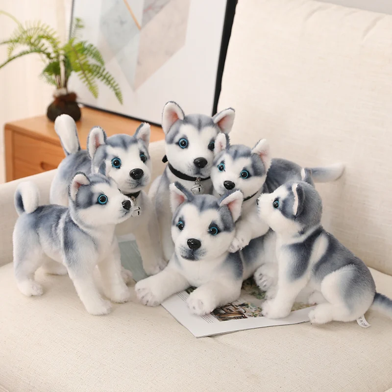 2 Sizes Cute Husky Dog Plush Toy Simulation Stuffed Soft Animal Pet Dog Pillow Christmas Gift For Kids Kawaii Valentine Present