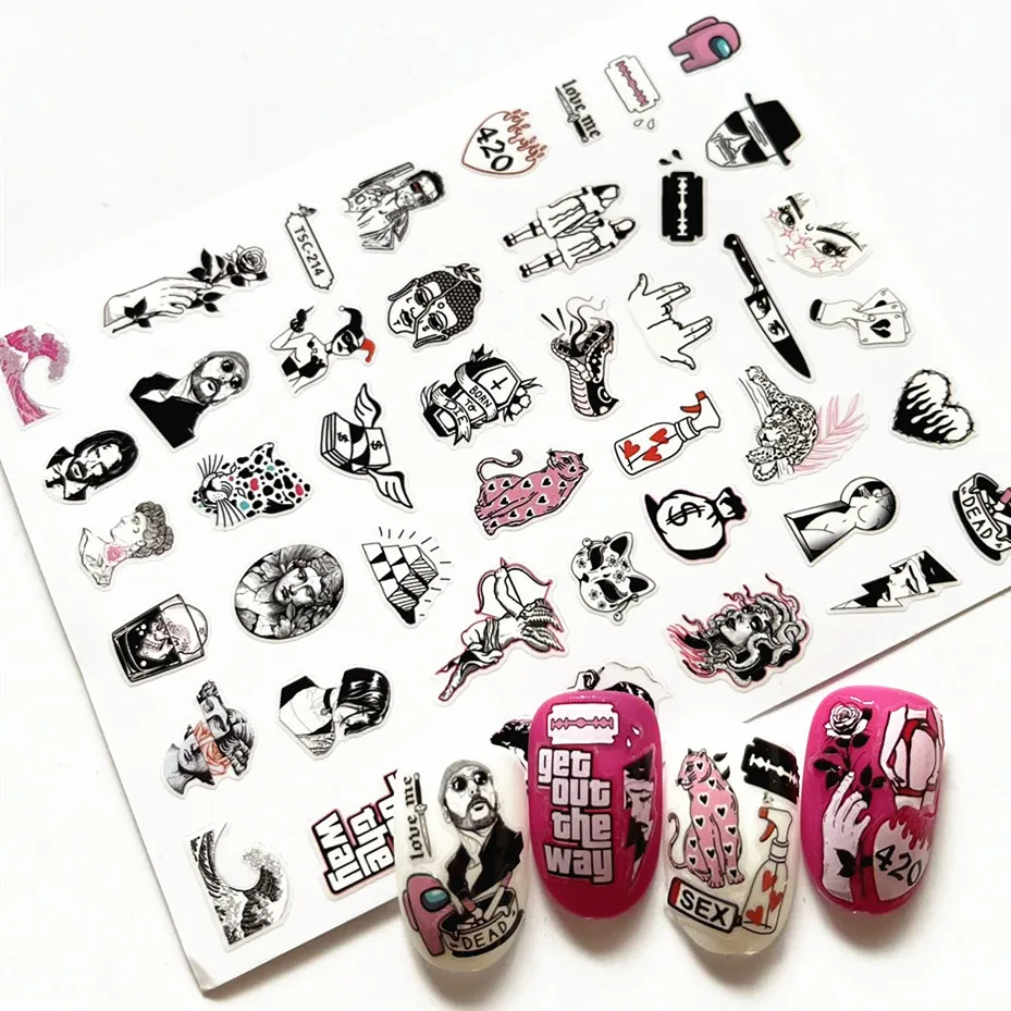 TSC-214 Neueste design Anime brief designs 3d Nail art Sticker nail Sticker Deco Slider Stempel Film zubehör