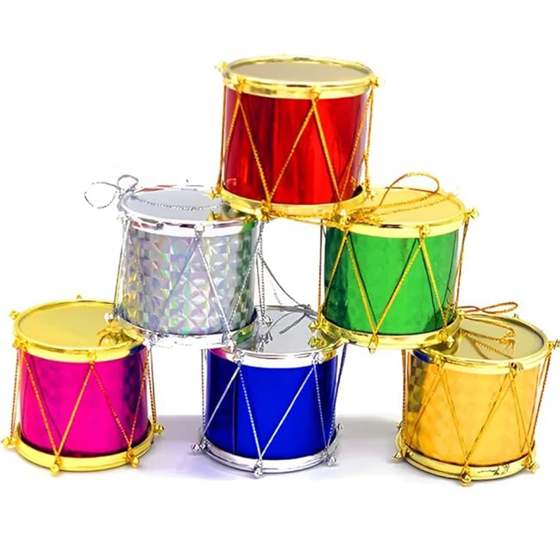 12 قطعة زينة عيد الميلاد الطبول الملونة معلقة شجرة عيد الميلاد الحلي بريق المعلقات للمنزل ديكور هدايا السنة الجديدة نافيداد #2