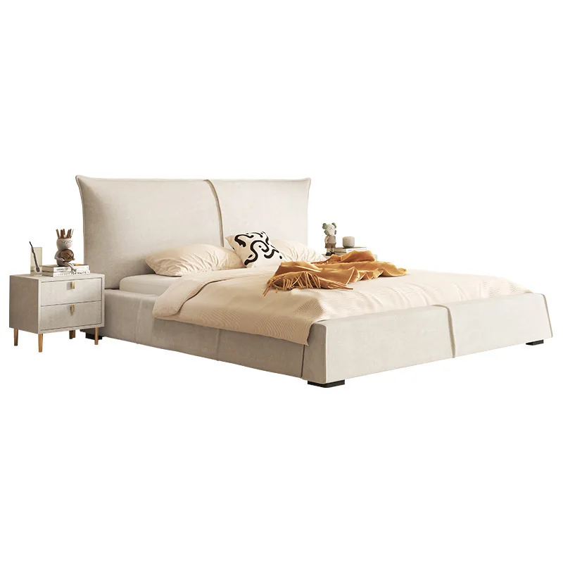 

Nordic cream style fabric bed, frosted cloth, modern simplicity, soft bag home master bedroom double bed