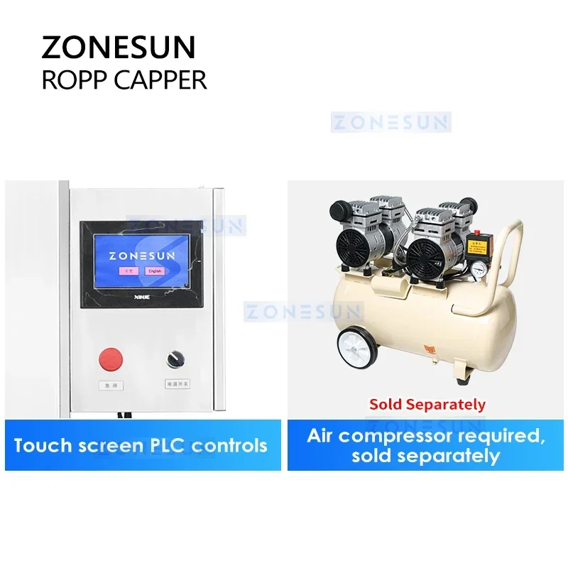 ZONESUN التلقائي الألومنيوم ROPP غطاء آلة الختم زجاجة كابر Pilfer برهان السد آلة غطاء ختم إغلاق ZS-XG440Z