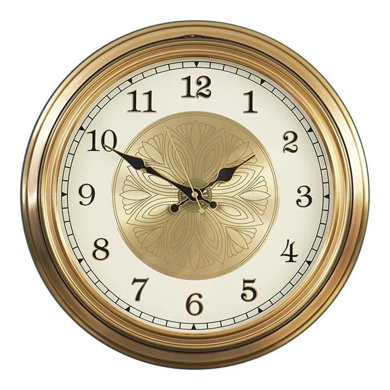 Retro Wall Clocks Large Golden Metal Watches Silent Luxury Living Room Wall Clock Copper Creative Modern Bedroom Home Decor Gift