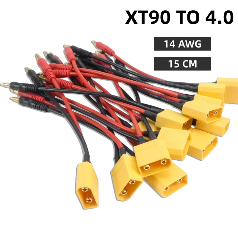

1/5 PCS XT90 Charge Lead to 4.0mm Banana Plugs Charger Cable 14AWG Silicone Wire 15CM for RC Lipo Battery IMAX B6 B6AC