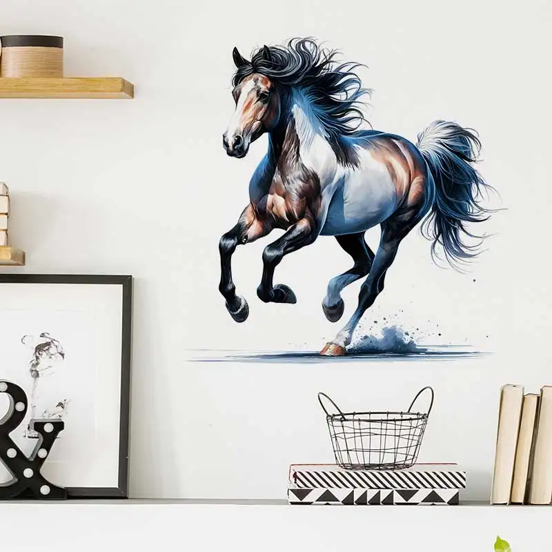 Running Horse Wall Sticker Toilet Lid Stickers, Bedroom Entrance Living Room Porch Home Decora Waterproof Decals Stickers S849