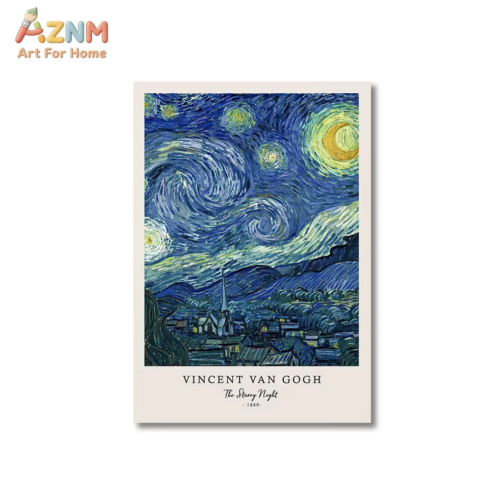1Pc/3Pcs Vincent Van Gogh Writings Prints and Posters Great Work The Starry Night Canvas Painting Decorations for Living Room - view 4