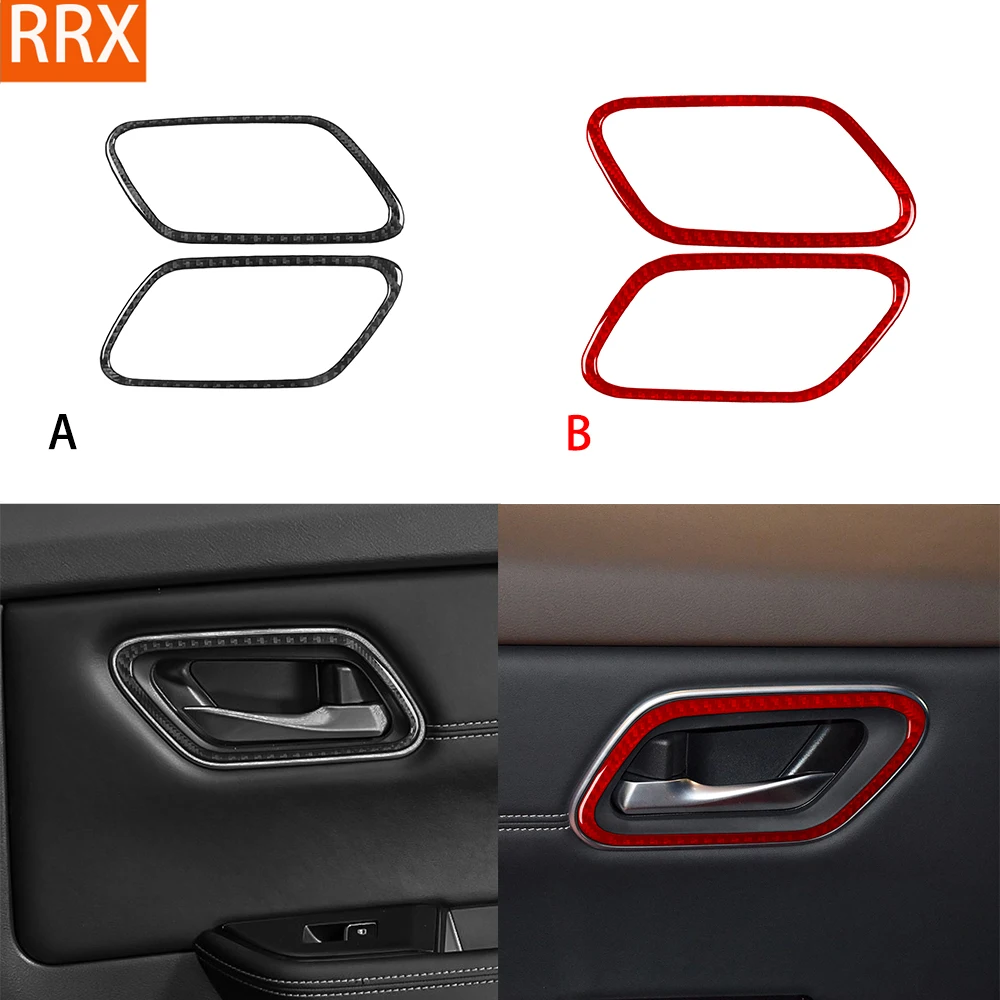 For Nissan Rogue X-Trail T33 2021-2024 Real Carbon Fiber Sticker Rear Door Handle Switch Panel Car Accessories inside decorative
