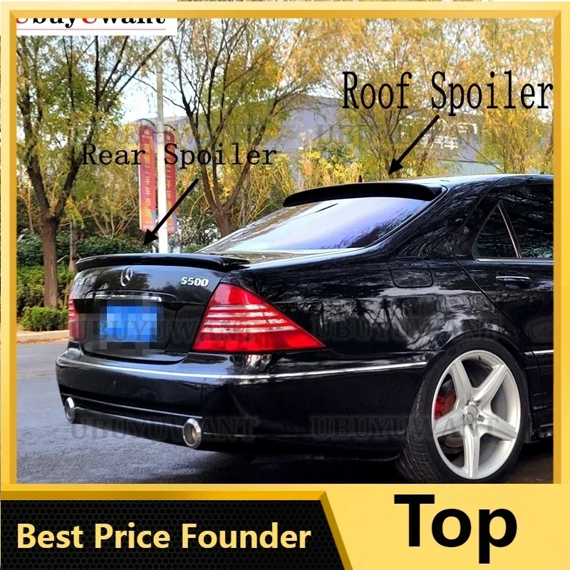 FOR Benz W220 S Class S300 S350 S400 1998-2005 Car FRP UNAPINTED / FRP GLOSSY Black  Rear Trunk Boot Wing Lip Spoiler