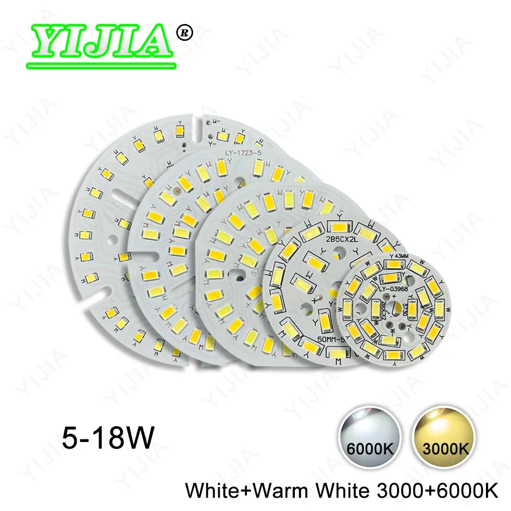 

10pcs SMD5730 Two Colors Light Boards 5W 7W 9W 12W 18W Lamp Panel PCB With LED Light Source Board For DIY Downlight Spotlight