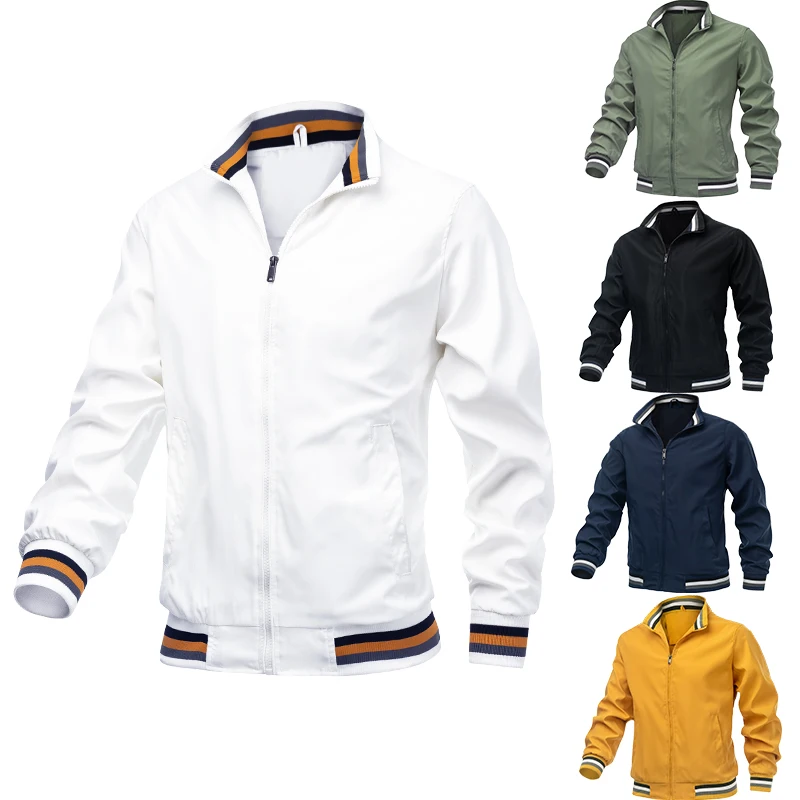 Jaqueta bomber corta-vento masculina, casaco casual com zíper, esportes ao ar livre, jaqueta militar de motocicleta, primavera, outono