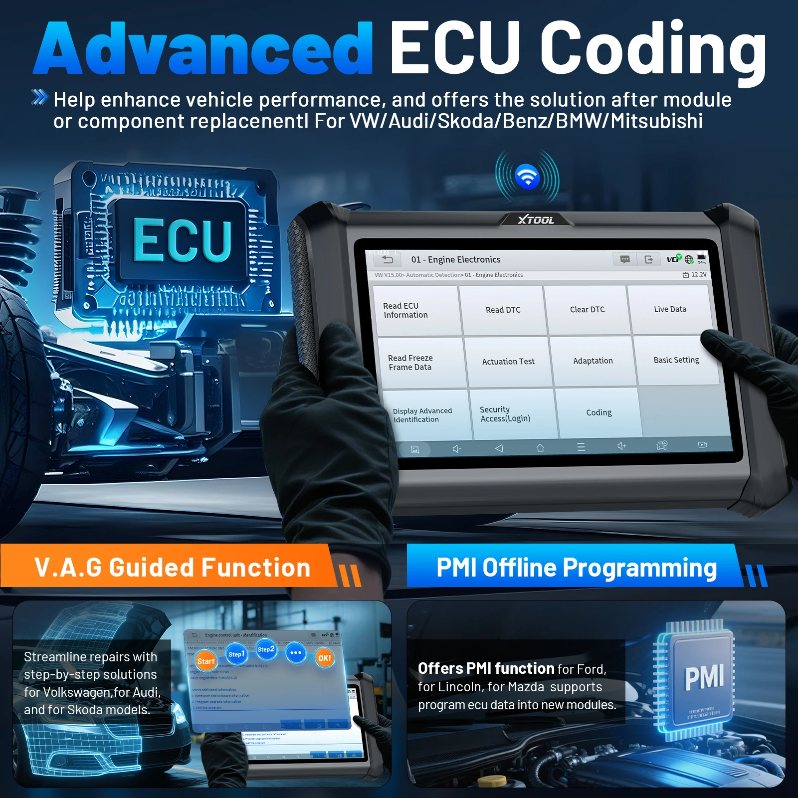 XTOOL D7W V2.0 Obd2 الماسح الضوئي بلوتوث جميع أداة تشخيص النظام ECU الترميز ثنائي الاتجاه التحكم في البيانات 39 + إعادة تعيين مع FCA #3