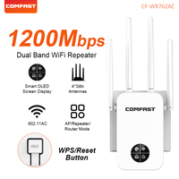 COMFAST 1200Mbps WiFi Repeater Home Wireless Router Extender Repetidor Sinal Wifi 5.8G Smart Screen Display Amplifier WR762AC