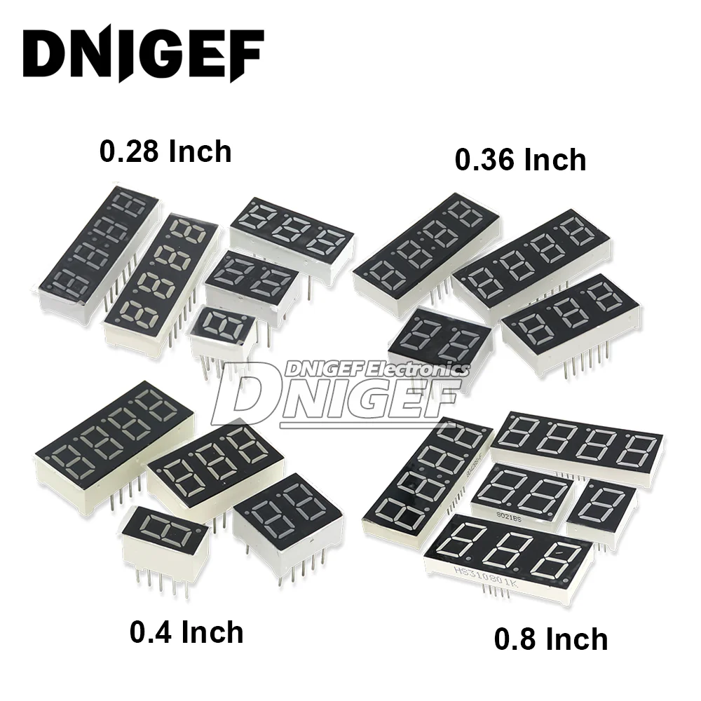 LED Digital Tube Display 0.28/0.36/0.4/0.56/0.8-Inch 1/2/3/4-Bit 7 Segment Common Cathode(AS)/Anode(BS)