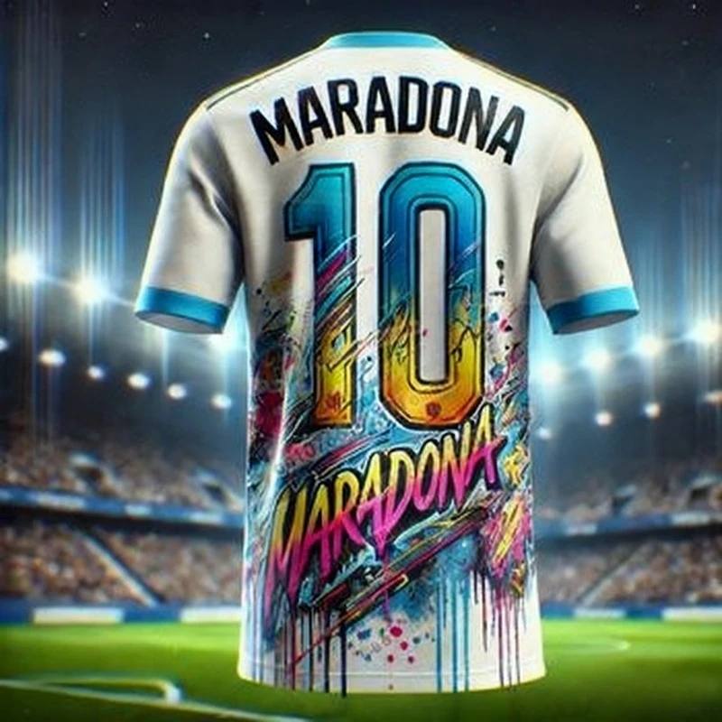 تي شيرت رياضي مطبوع عليه Football King Superstar Maradona للرجال بطبعة تذكارية، تي شيرت رياضي يوميًا في الهواء الطلق وجيد التهوية سريعًا