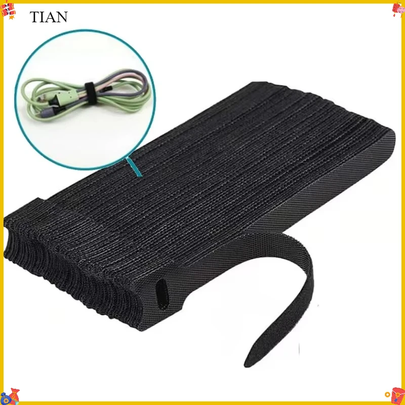 Releasable Cable Ties Wire Organizer Black 15cm Nylon Hook Loop Straps Wrap Zip Bundle Bandage Tie Plastics Fastening