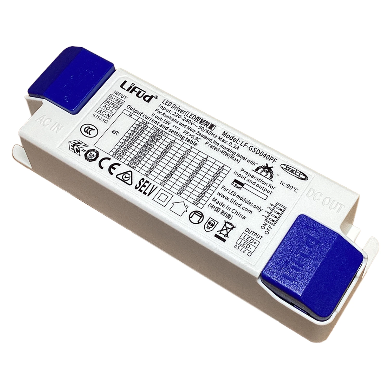 LF-GSD040PF 40W Dimmable LED Driver DALI LED Power Supply 550mA-1050mA DALI-2 Transformer for Constant LED Lights