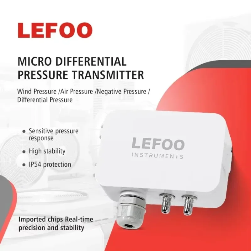 2025LEFOO Differential Pressure Transmitter Air Test Tools 4-20mA Differential Pressure Sensor with  Temperature Compensation