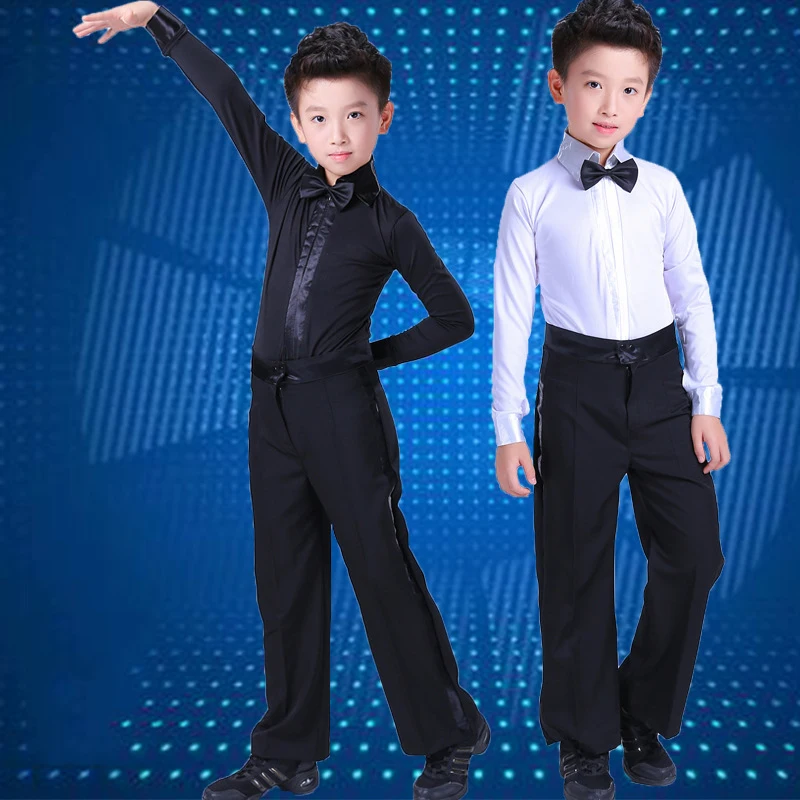 

Boys Latin Dance Costumes Children Evening Party Stage Performance Ballroom Competition Clothes Suit Shirt Pants Long Sleeve New