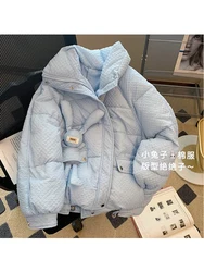 Autumn Winter Women Solid Down Jacket Korean Style Loose Cute Bunny Design Cotton-padded Coat Thick Warm Outerwear Female Y2K