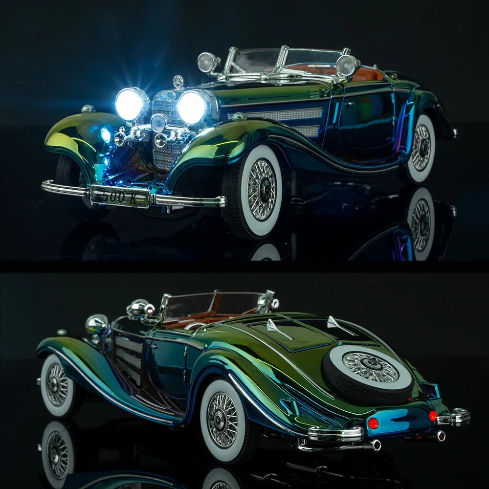

1:24 500K Classic Alloy Metal Diecast Model Car Sound Light Hobby Collectibles Birthday Gifts For Boyfriend