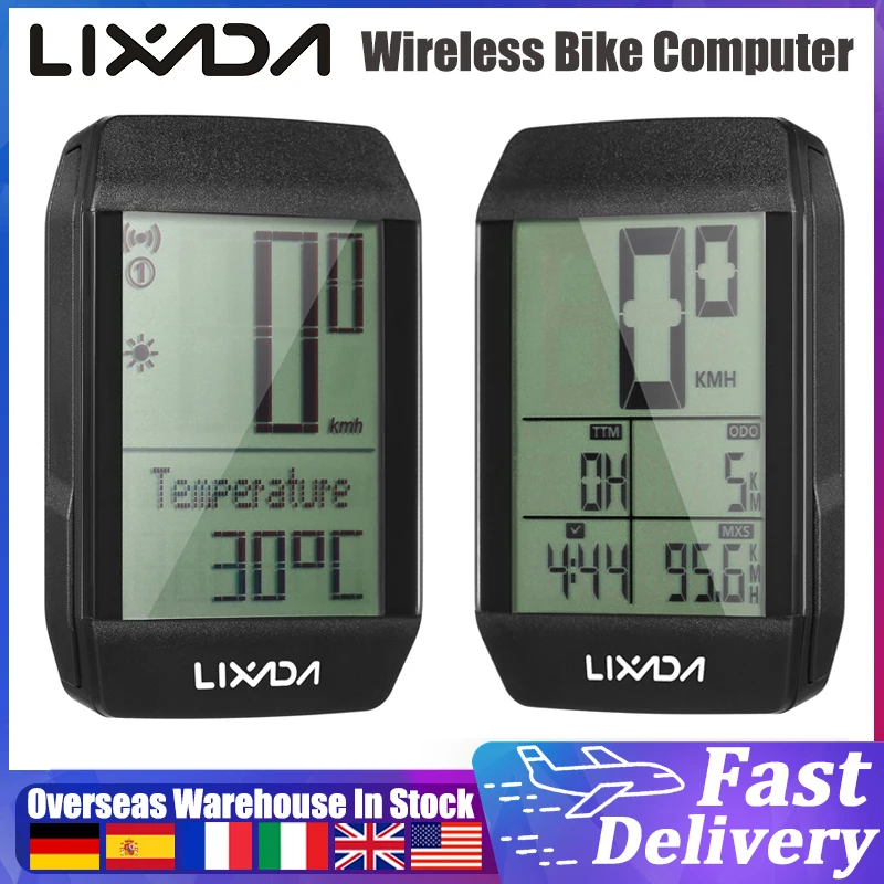 LIXADA Wireless Bike Computer Waterproof Bicycle Speedometer Odometer with LED Backlight Speed Meter Cycling Speedometer