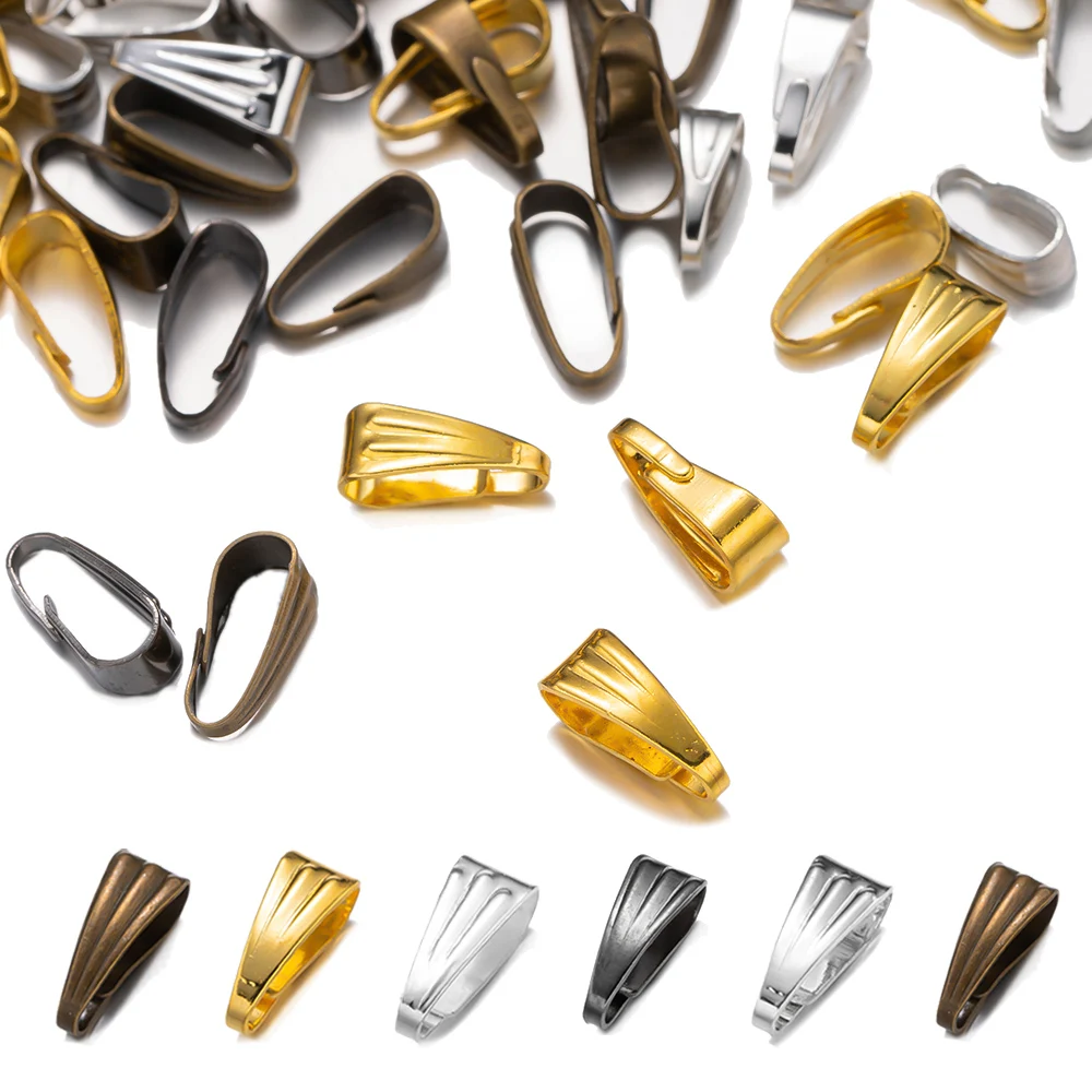Lote de 200 Clips colgantes de 7 y 8mm, conectores de cierre de pellizco, ganchos para collar para la fabricación de joyas, piezas, accesorios, suministros