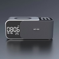 New Hot Wireless Charging Mobile Phone BT Speaker Alarm Clock FM Radio Mirror Face Time Show for Home Bedroom BS500