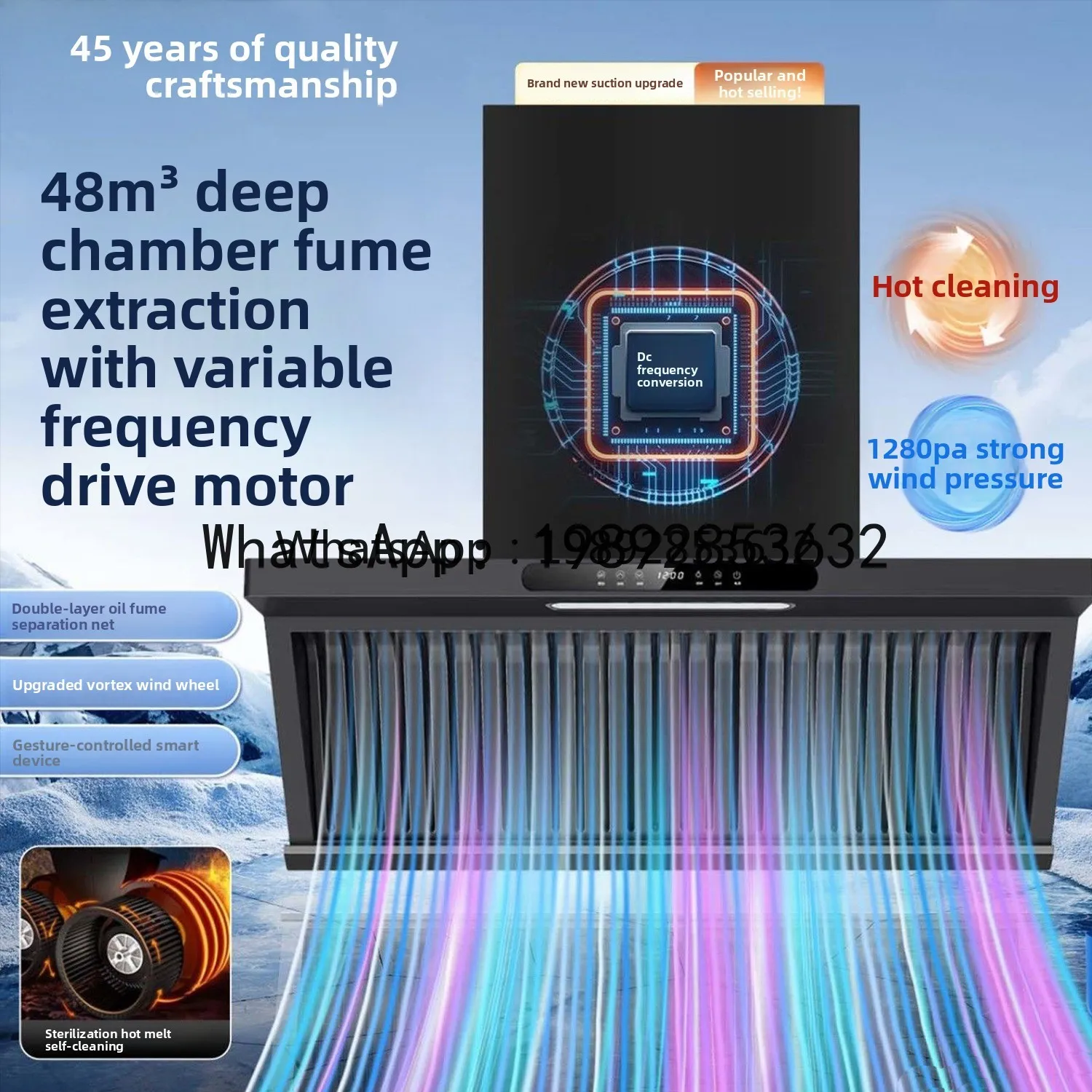 A1  Range Hood Household Large Suction Oil Smoke Separation Stove Set Gas Stove Water Heater Disinfection Cabinet Combination