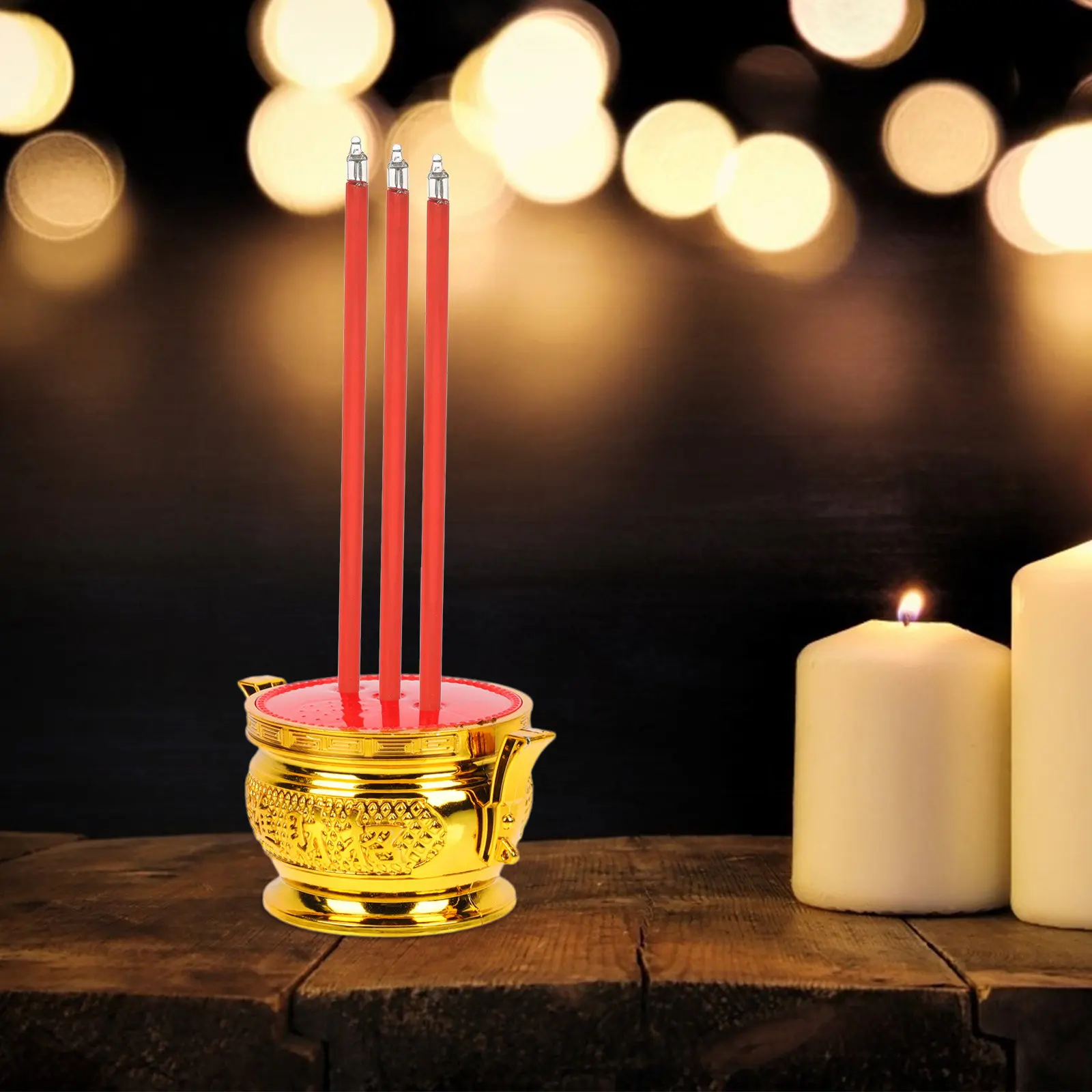 12Pcs LED Electronic Incense Burner Lotus Buddhist Lamps Flameless Light Safe Use for Prayer Zen Buddhism Supplies