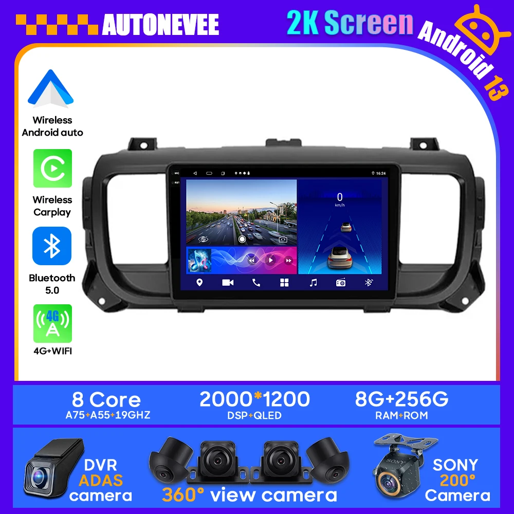 Auto Android per Citroen Jumpy 3 2016 - 2021 unità Stereo lettore Radio multimediale 4G GPS BT Carplay Android 13 Auto No 2DIN DVD 2K