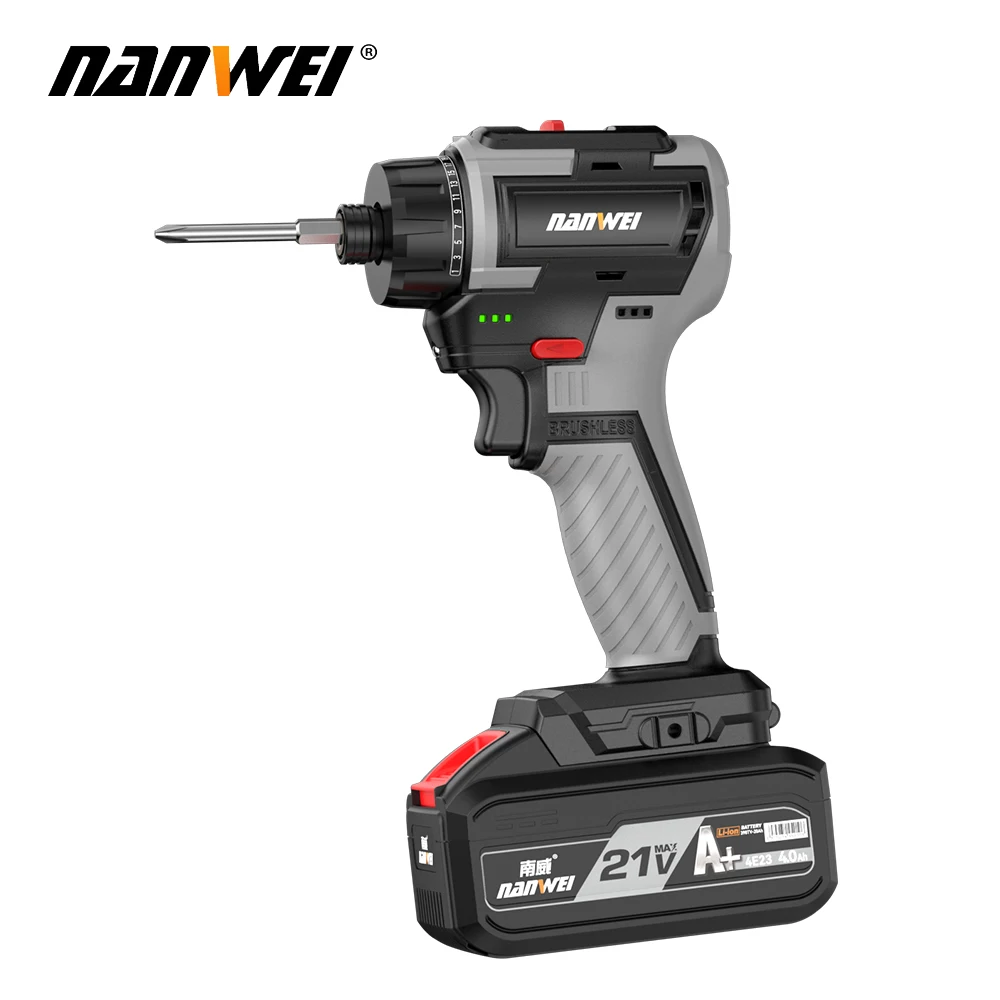 21V Brushless Lithium Battery Dual Speed Driver Nanwei Home Electric Screwdriver Charging Electric Driver