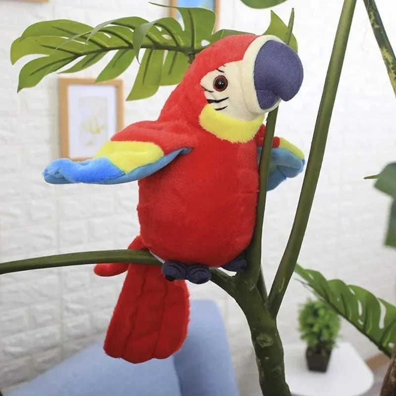 Pappagallo guacamayo parlante Ripeti cosa che dice Peluche animale di peluche Registrazione elettronica Pappagallo animato Parlante Pappagallo Giocattoli di peluche per animali domestici