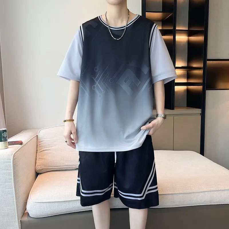 

Boys Quick Dry Basketball Outfit 2-Piece Short Sleeve T-Shirt and Shorts Set