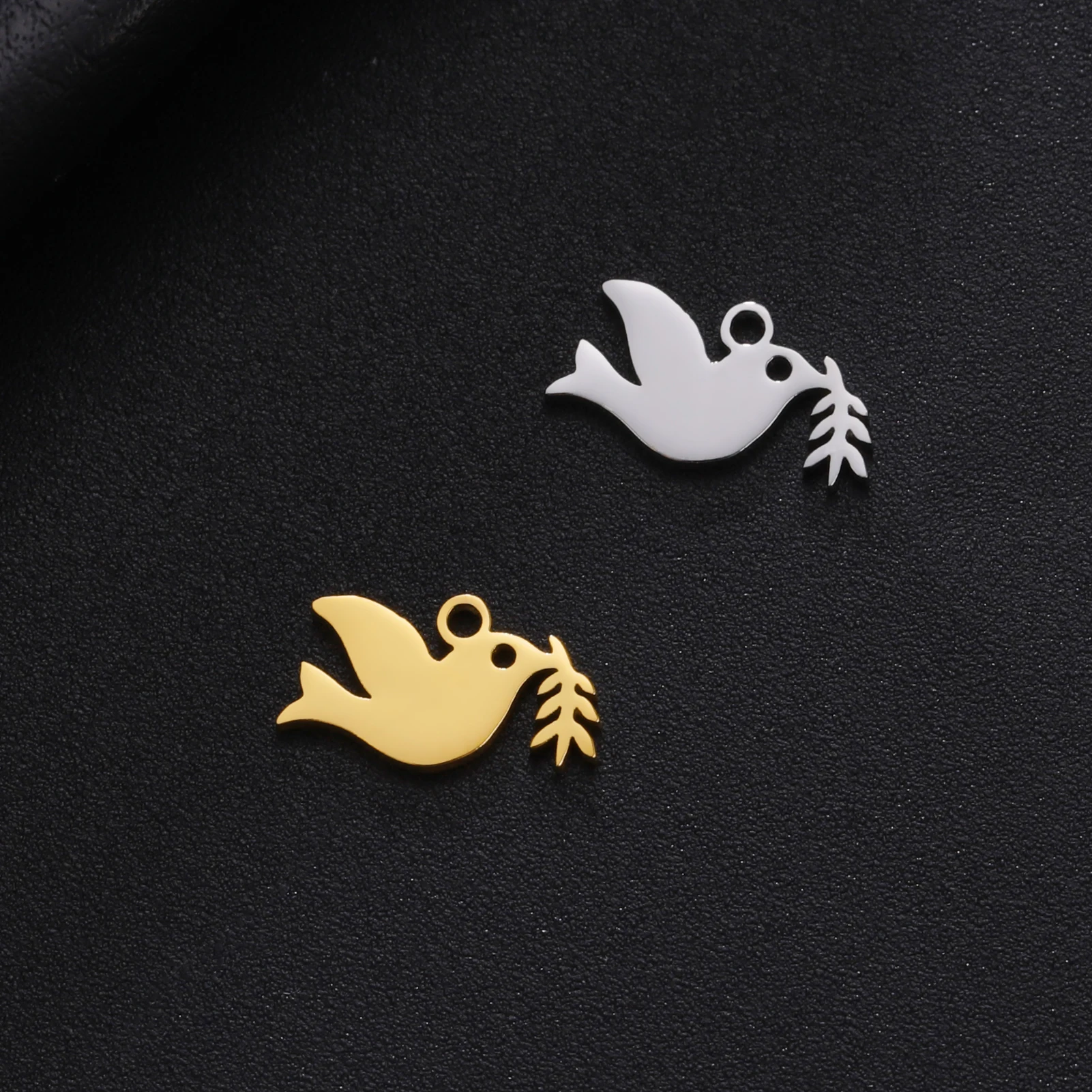 5pcs Peace Dove Pendant Charms For Jewelry Making Stainless Steel DIY Creativity Necklace Earring Cute Accessories