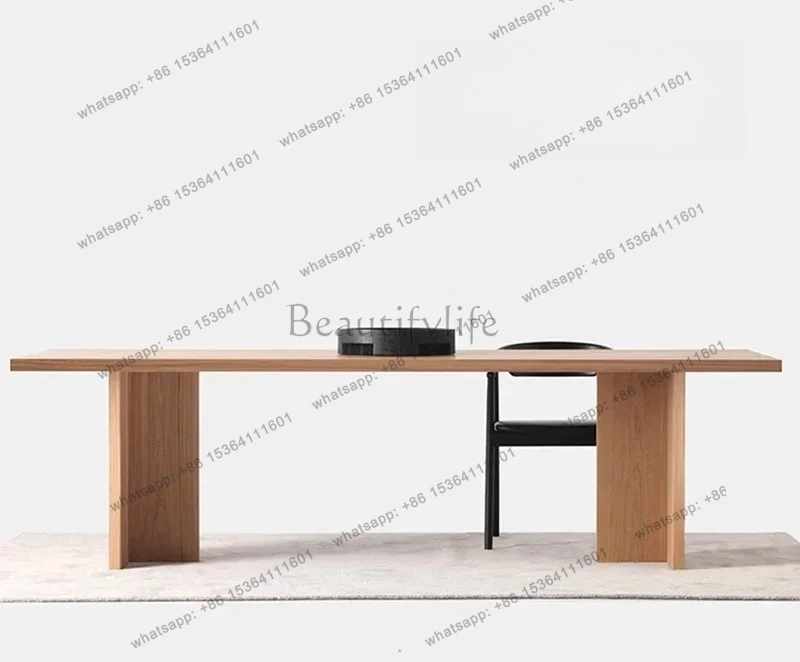 Nordic solid wood desk long conference table Italian minimalist workbench home living room study