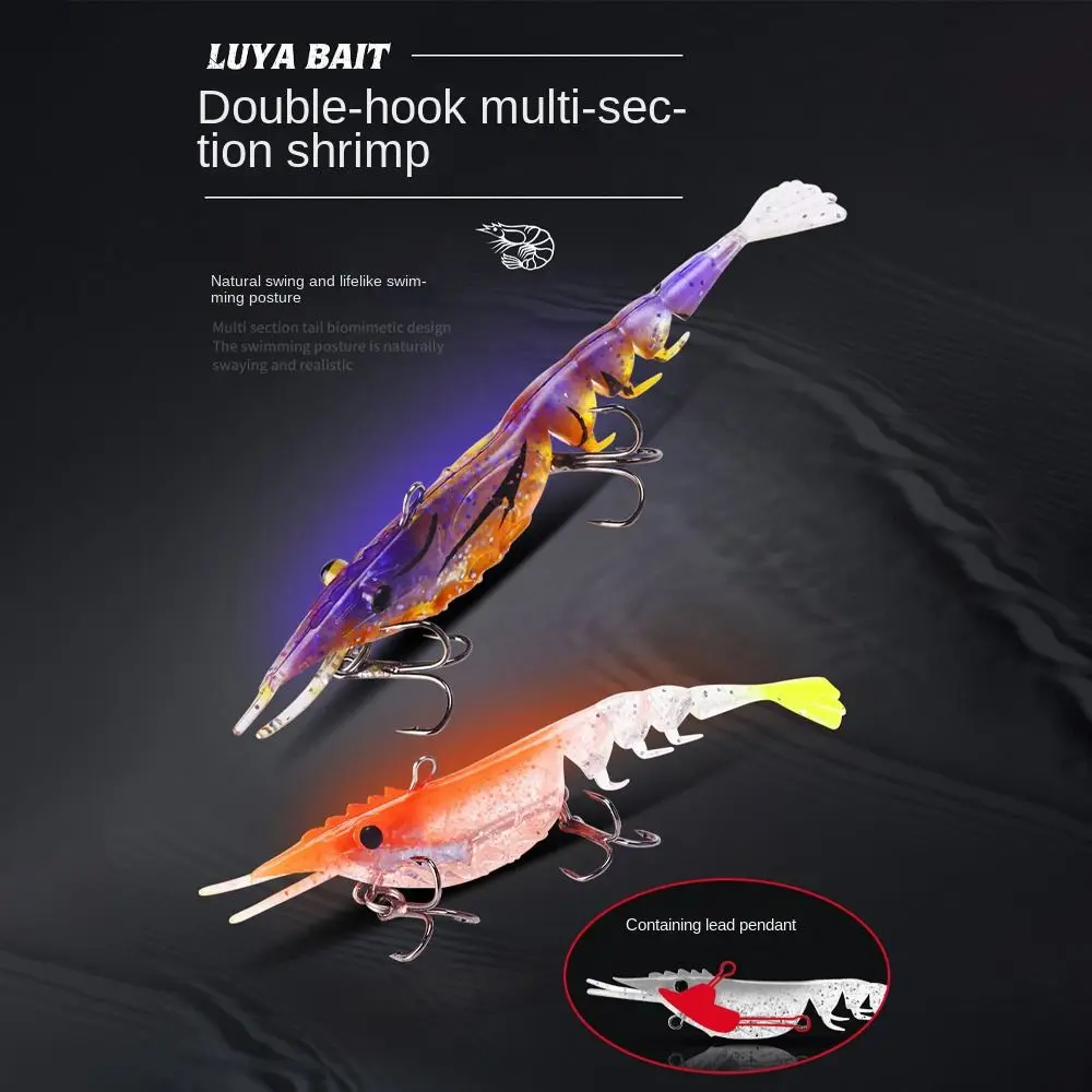 New style Sea Fishing Prawn Lure Single hook Soft Shrimp Fake Bait Flat claw/classic Creative Hook Worm Silicone