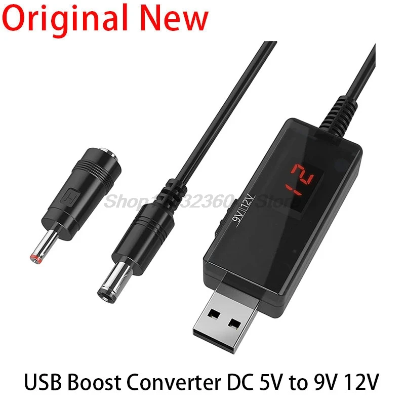 Linha USB Power Boost, DC 5V para DC 9V ou 12V, Step Up Module, Conversor USB, Cabo Adaptador, 5.5mm Plug para Router, Modem, Ventilador, Alto-falante