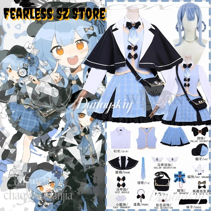 

Аниме-игра Mahou Shoujo No Majo Saiban Косплей Tachibana Sherii 크리스마스 의상 Детективный костюм Синяя клетчатая юбка Сладкая Лолита Хэллоуин