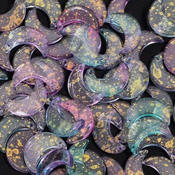 10 pieces of glass transparent moon shaped loose beads, handmade DIY bracelet, necklace, ear jewelry accessory materials