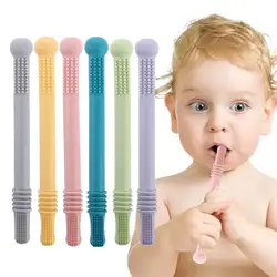 Baby Teether Safe Toys Toddle Teething Straw Silicone Chew Dental Care Toothbrush Gift