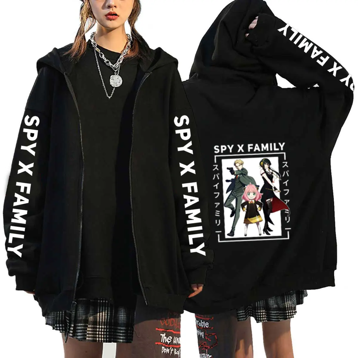 

Spy x Family Zip Hoodie Anya and Bond Sweatshirt Korean Fashion Hoody Spring Fleece Hooded Tops Yor and Loid Pullovers Clothes