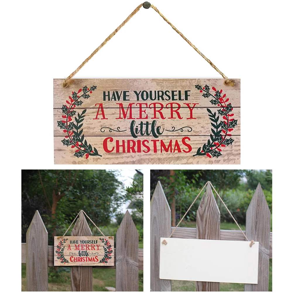 Merry Christmas Sign 2025 Xmas Tree Decoration Wooden Door Wall Hanging Ornaments Board For Holidays Outdoor Indoor Home Decor