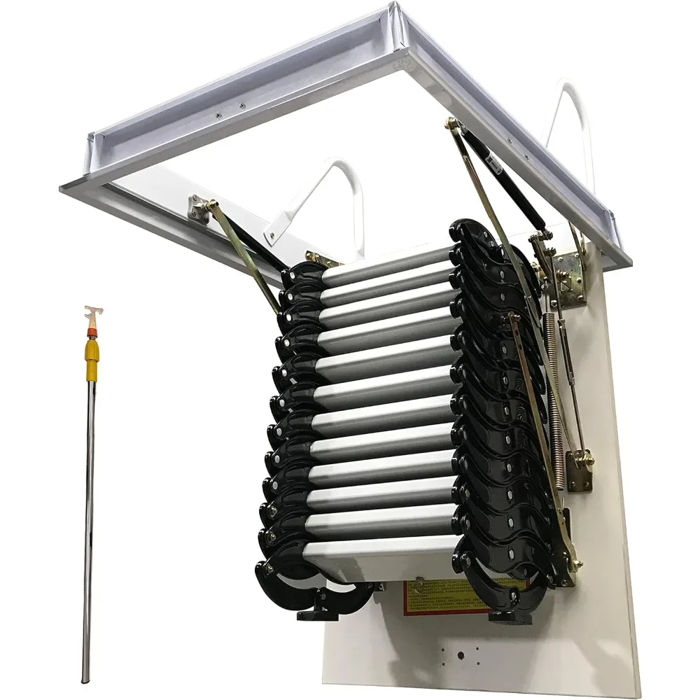 

47.5x27.5in Attic Ceiling Loft Ladder, Carbon Steel Ceiling Telescoping Folding Stairs, 12 Steps, Max 9.8ft/3m Height,660LB Load