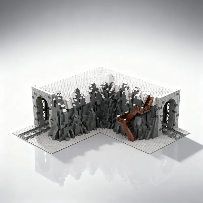 1188pcs MOC Tunnel With Mountain For Seasonal Christmas Model Building Blocks Creative DIY Gift Display Decor Assemble Premium